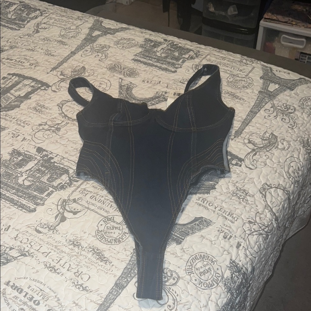Black Bodysuit with Stitch Detailing